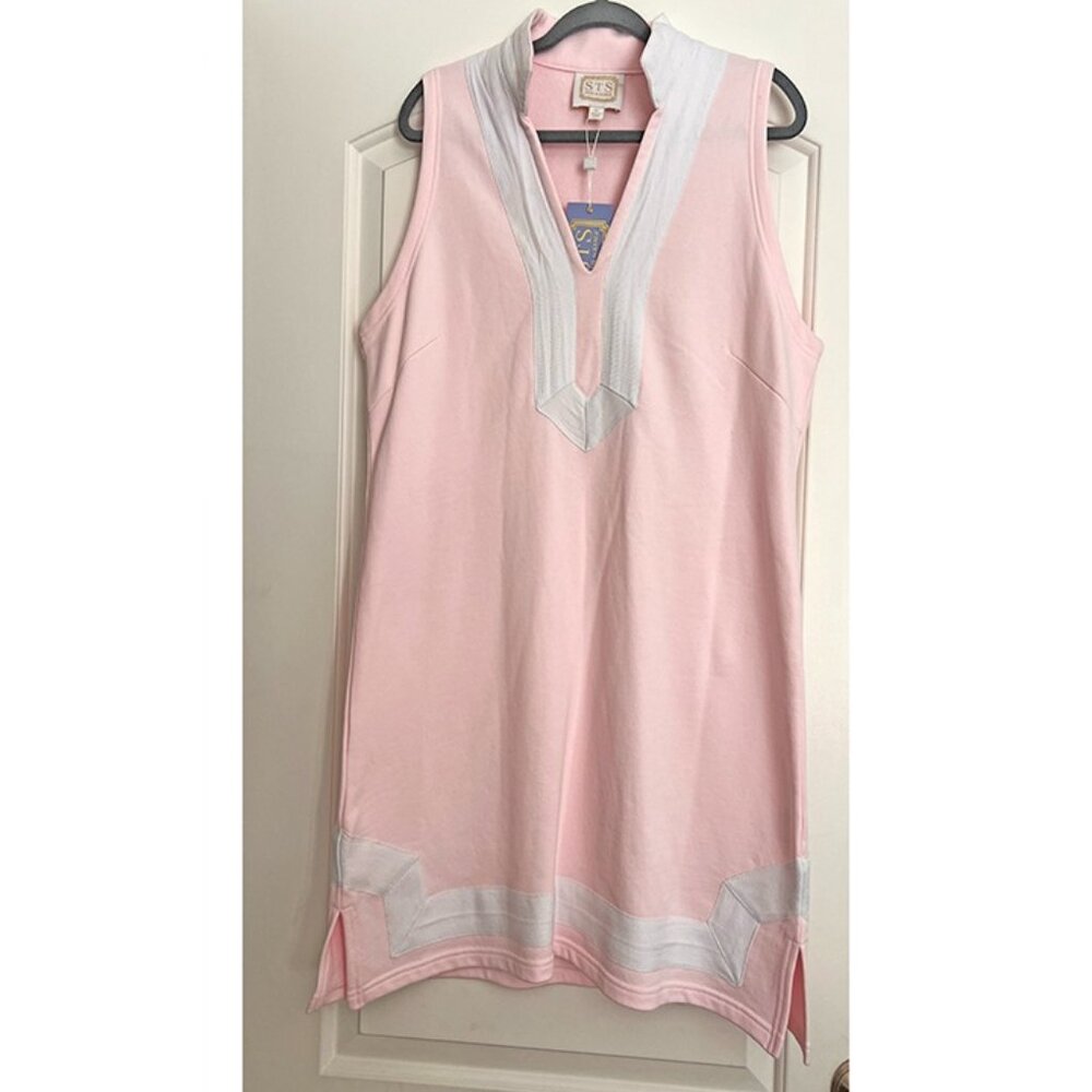 SAIL TO SABLE  - NWT Sleeveless pale Pink And White Tunic Dress, XL, Halsbrook